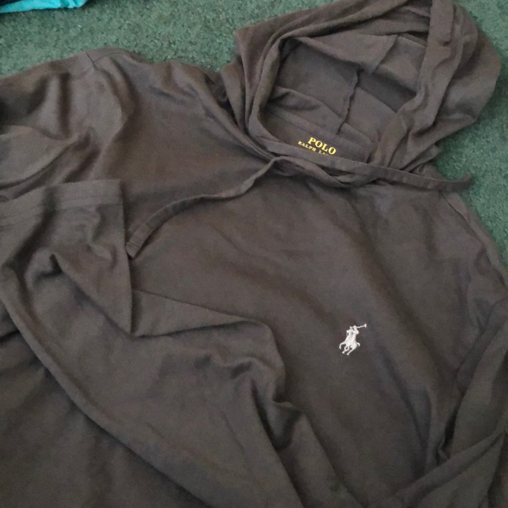 Men’s long sleeve hooded tshirt polo size M
